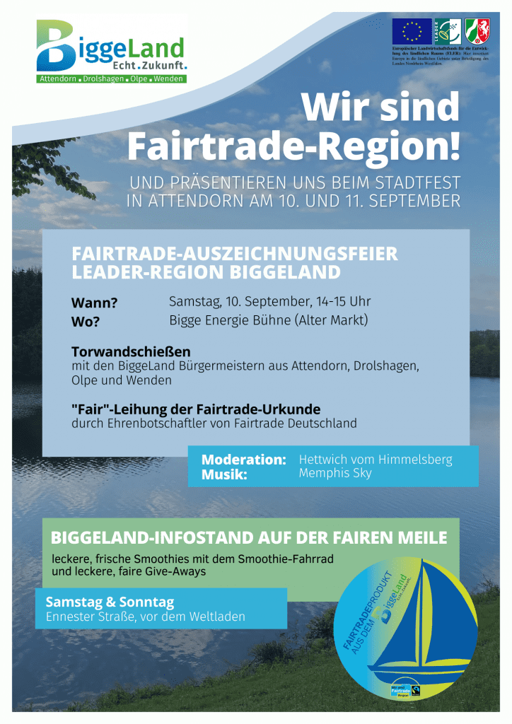 Die LEADER-Region BiggeLand erhält ihre offizielle Urkunde als Fairtrade-LEADER-Region.